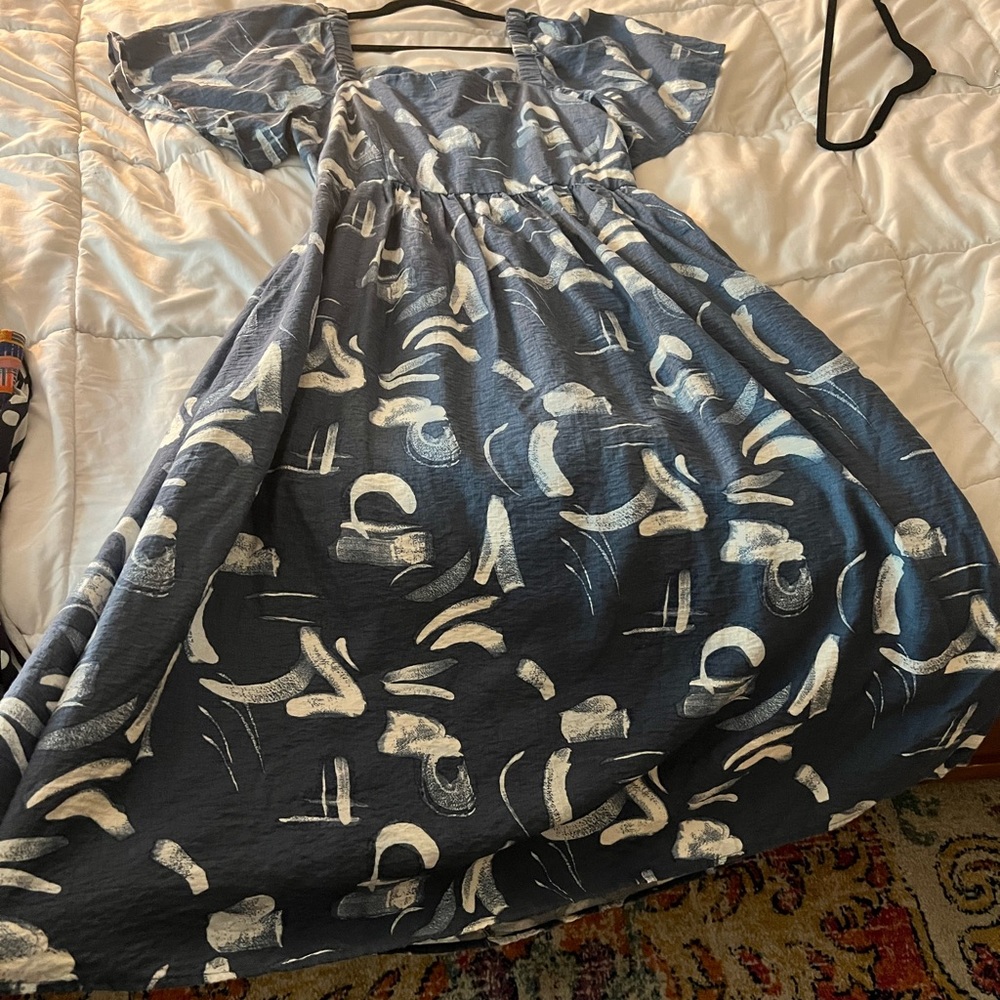 Blue Abstract Summer Dress A New Day XL